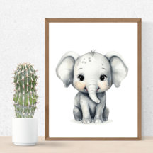 Adorable Baby Olifant Nursery print Jungle Thema