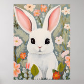 Adorable Baby Rabbit Nursery Wall Art Poster (Devant)