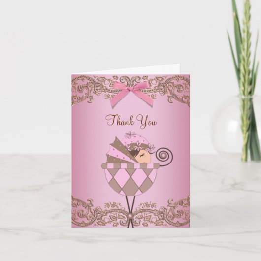 Adorable Baby shower Brown rose Merci Cartes (Devant)