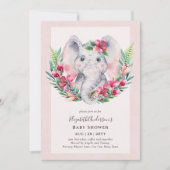 Adorable Baby shower floral éléphant Invitation (Devant)