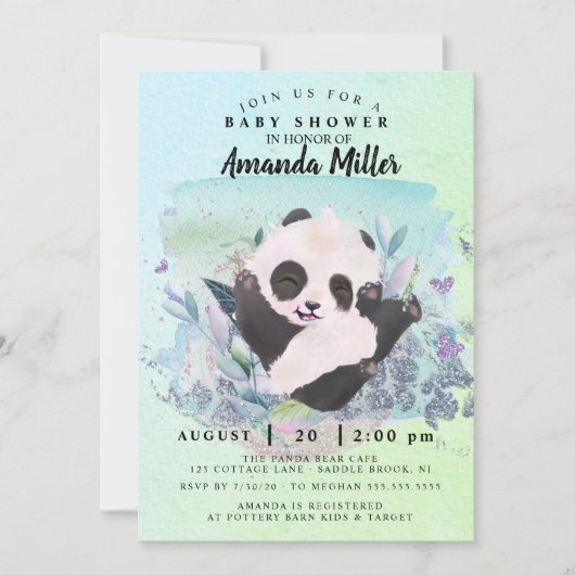 Adorable Baby shower Ours Panda Invitation (Devant)