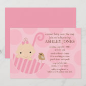 Adorable Baby Umbrella Baby shower Invitation (Devant / Derrière)