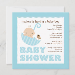 Adorable Baby Umbrella Boy Invitation Baby shower
