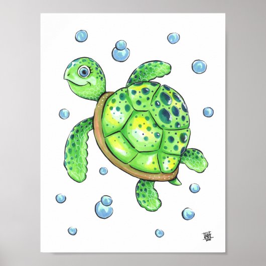 Adorable Baby Zeeschildpad Poster (Voorkant)