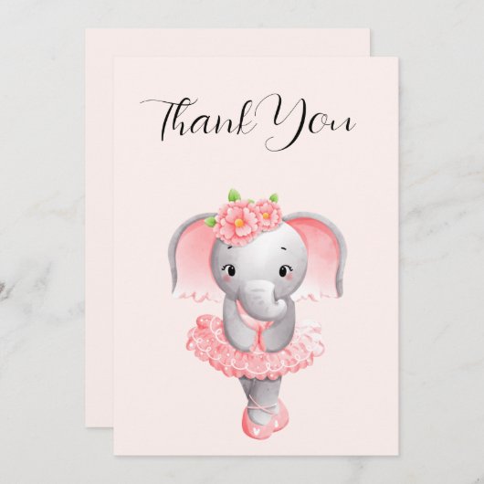 Adorable Ballerina Elephant En Pointe Merci (Devant / Derrière)