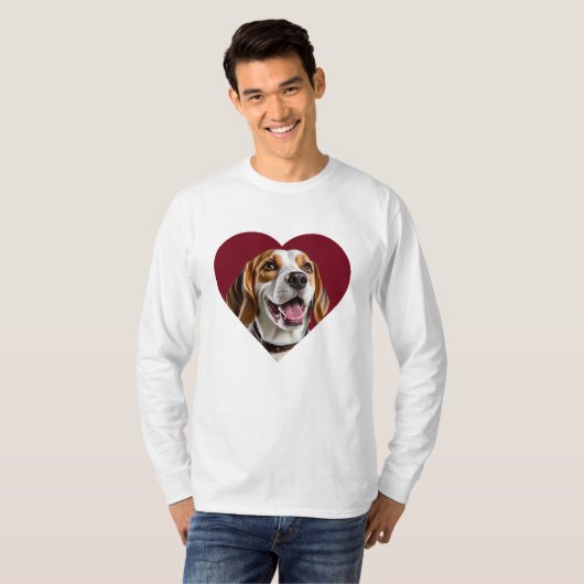 Adorable Beagle in Heart Shape Design T-shirt (Voorkant volledig)