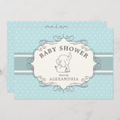 Adorable bébé éléphant | Invitation Baby shower (Devant / Derrière)