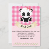 Adorable bébé Panda rose bébé Douche Invitations (Devant)