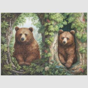 Adorable Beren in de Bos Decoupage  Tissuepapier