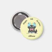 Adorable Black Kitty Anniversaire Magnet (Recto/Verso)