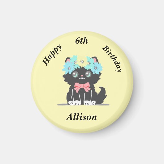 Adorable Black Kitty Anniversaire Magnet (Devant)