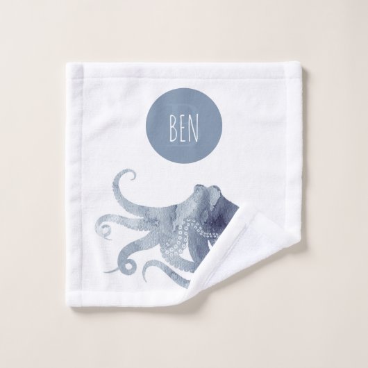 Adorable Blue boys Under the Sea Octopus (Gant de toilette)