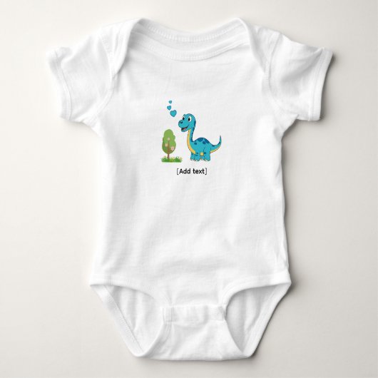 Adorable Blue Dinosaur with Hearts - Cute Brachios Romper (Voorkant)