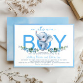 Adorable Blue Elephant Baby shower Invitation - Cu