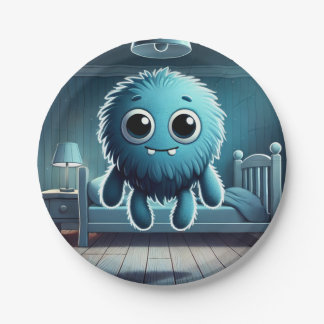Adorable Blue Fluffy Creature Papieren Bordje
