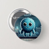 Adorable Blue Fluffy Creature Ronde Button 5,7 Cm (Voorkant /achterkant)