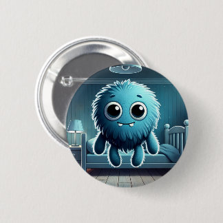 Adorable Blue Fluffy Creature Ronde Button 5,7 Cm