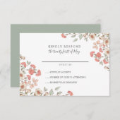 Adorable Blush fleur bunch Mariage RSVP (Devant / Derrière)