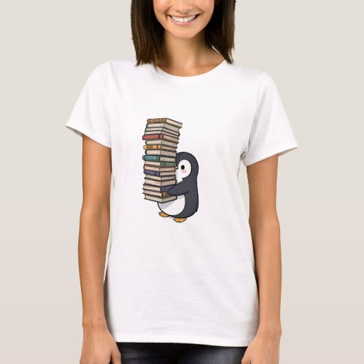 Adorable Bookworm Penguin T-shirt (Voorkant)