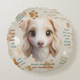 Adorable Borzoi Face Cushion Round Pillow Rond Kussen