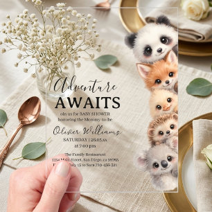 Adorable Bosdieren Baby Shower  Acryl Uitnodigingen