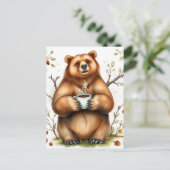 Adorable Brown Bear and a Coffee Briefkaart (Staand voorkant)