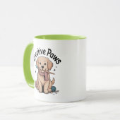 Adorable Brown Dog Artist Yarn Brush Creative Paws Mok (Voorkant links)