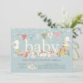 Adorable Bunny Boys Baby shower Invitation (Debout devant)