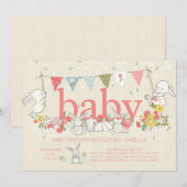 Adorable Bunny Girls Baby shower Invitation (Devant / Derrière)
