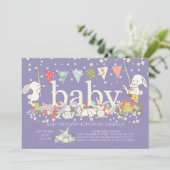 Adorable Bunny Girls Baby shower Invitation (Debout devant)