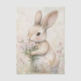 Adorable Bunny Holding a Bouquet of Wildflowers Tissuepapier
