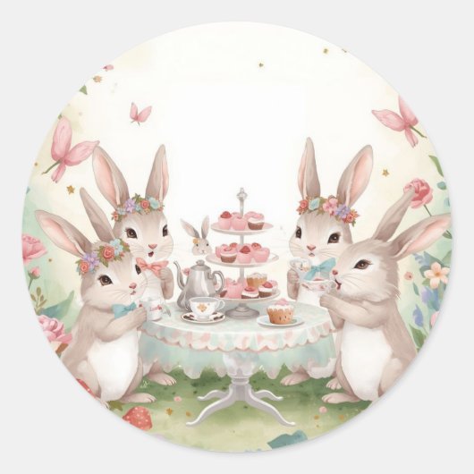 Adorable Bunny Tea Party Favor & Envelope Sticker (Voorkant)