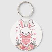 Adorable Bunny with a Love Heart Sleutelhanger (Voorkant)