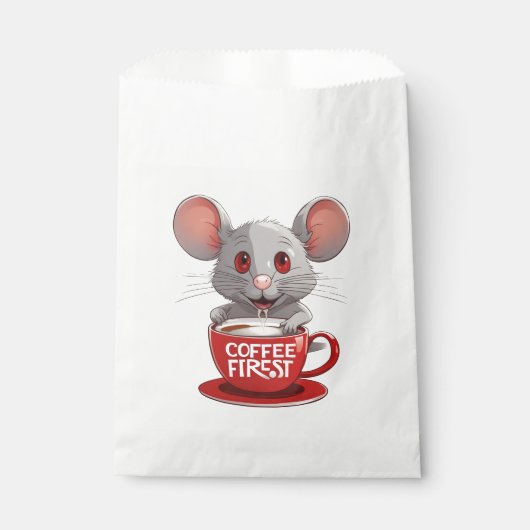 Adorable Caffeine Mouse in Red Mug Bedankzakje (Voorkant)