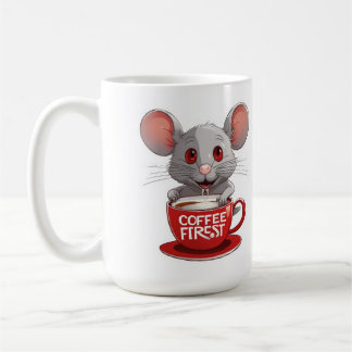 Adorable Caffeine Mouse in Red Mug Koffiemok