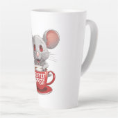 Adorable Caffeine Mouse in Red Mug Latte Mok (Rechterhoek)