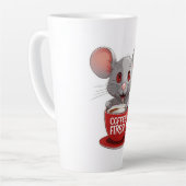 Adorable Caffeine Mouse in Red Mug Latte Mok (Linkerhoek)