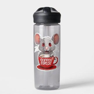 Adorable Caffeine Mouse in Red Mug Waterfles