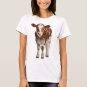 Adorable Calf Portrait on Burlap T-shirt (Voorkant)
