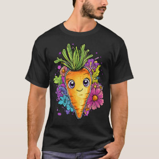 Adorable Carrot Surrounded By Colorful Blooms T-shirt