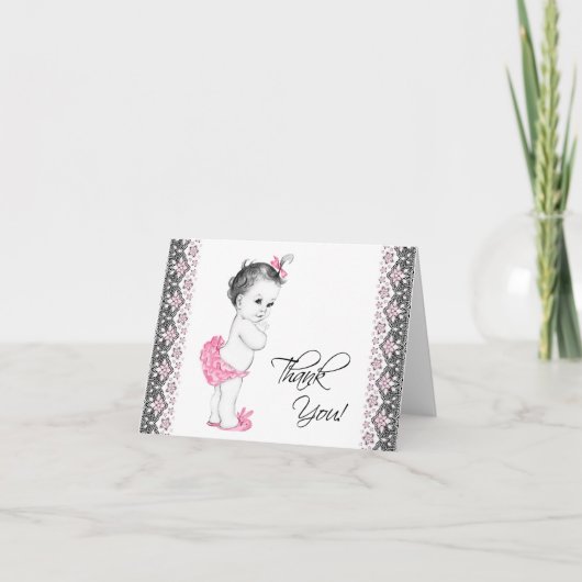 Adorable Carte de remerciements Baby shower rose e (Devant)