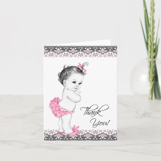 Adorable Carte de remerciements Baby shower rose e (Devant)