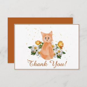 Adorable Carte de remerciements de chat orange