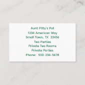 Adorable Carte de visite de théière (Dos)