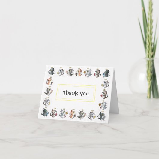 Adorable carte "Merci" d'ange de chat (Devant)