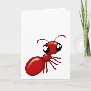 Adorable Cartoon Rouge Ant Blank Cartes pour notes