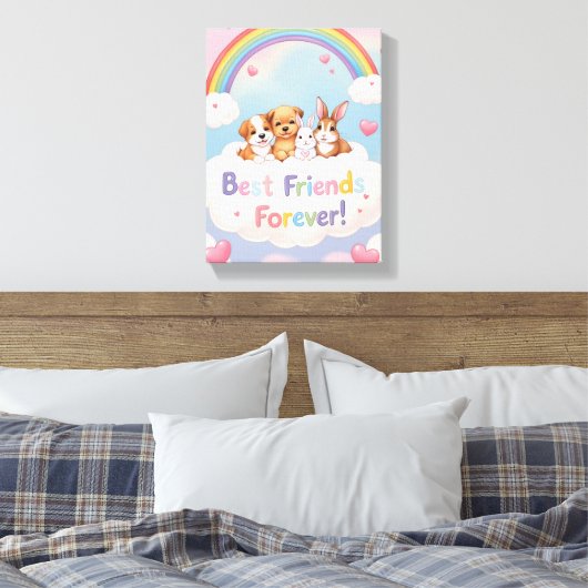 Adorable Cat Best Friends Forever Canvas Afdruk (Insitu (Slaapkamer))