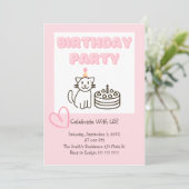 Adorable Cat&Cake Invitation Anniversaire (Debout devant)