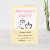 Adorable Cat&Cake Invitation Anniversaire (Devant)