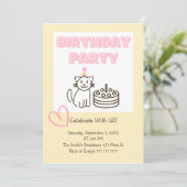 Adorable Cat&Cake Invitation Anniversaire (Debout devant)